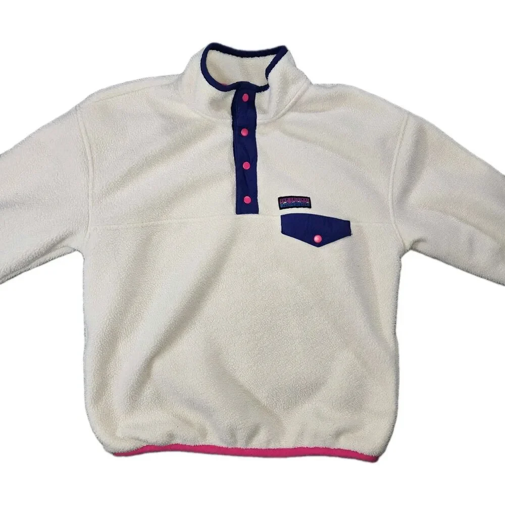 Girls Gap Arctic Fleece Reissue Snap T Pullover Jacket Cream Large 10